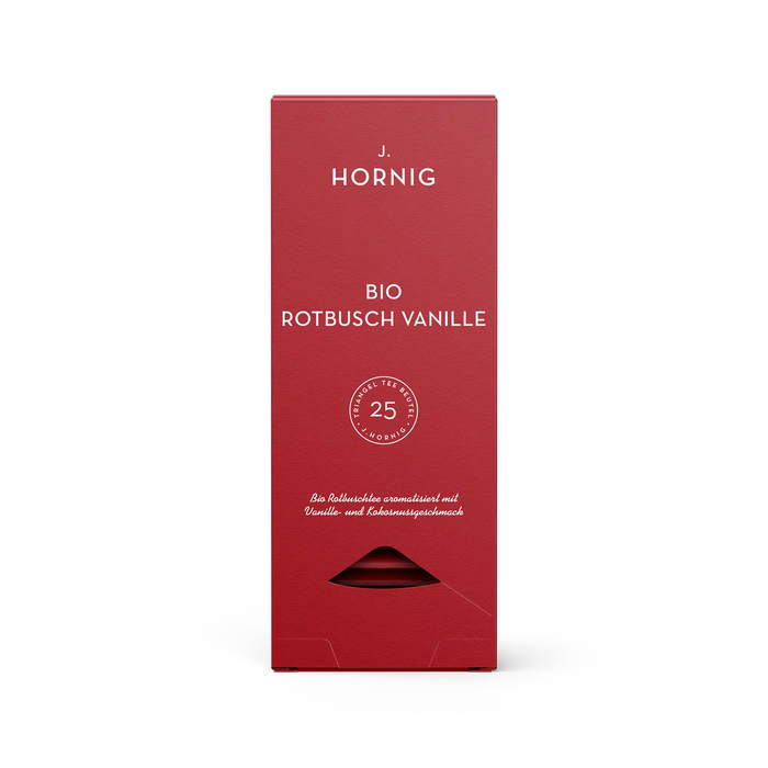 Eine Packung J. Hornig Bio Rotbusch Vanille Tee