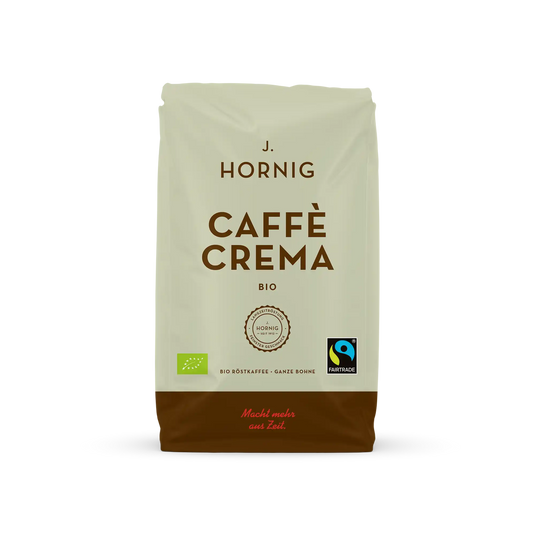 Eine packung J. Hornig Caffe Crema Bio Ganze Bohne 500g
