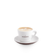 Eine J. Hornig Cappuccino Tasse in weiß und braun.