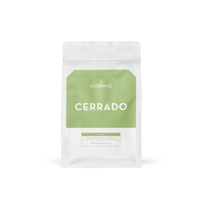 Eine Packung J. Hornig Cerrado Filter Spezialitätenkaffee.