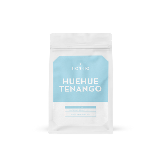 Eine Packung J. Hornig Huehuetenango Filter Spezialitätenkaffee.