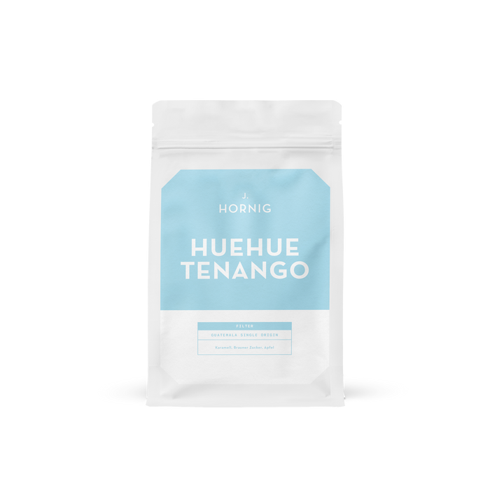 Eine Packung J. Hornig Huehuetenango Filter Spezialitätenkaffee.