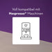 Icon einer Kapselmaschine auf violettem Hintergrund.
